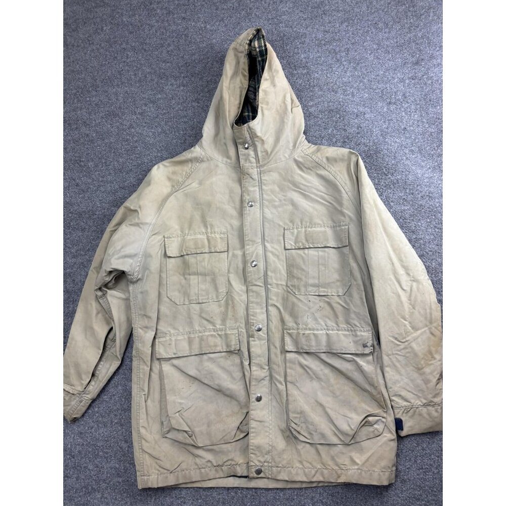 Vintage Woolrich Jacket‎ Mens Medium Tan Hooded Wool Lined Parka Made USA 80s